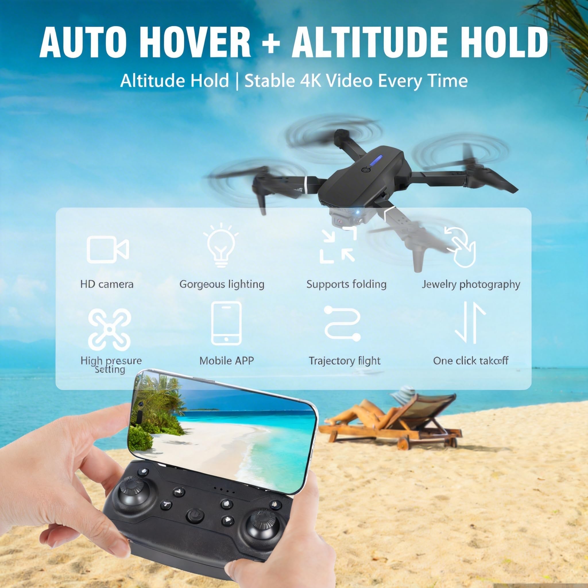 🚁Foldable 1080P FPV Camera Drone – Beginner-Friendly Mini Quadcopter