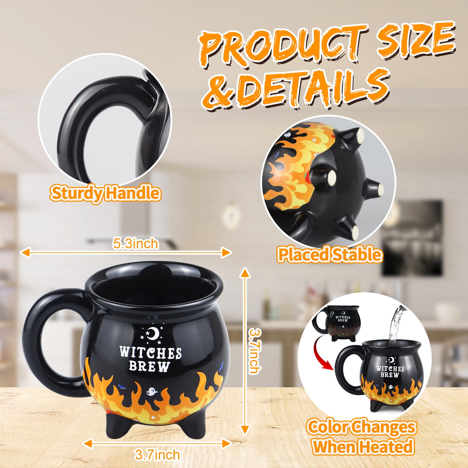 Witch Brew Cauldron Heat Flame Color Changing Coffee Mug