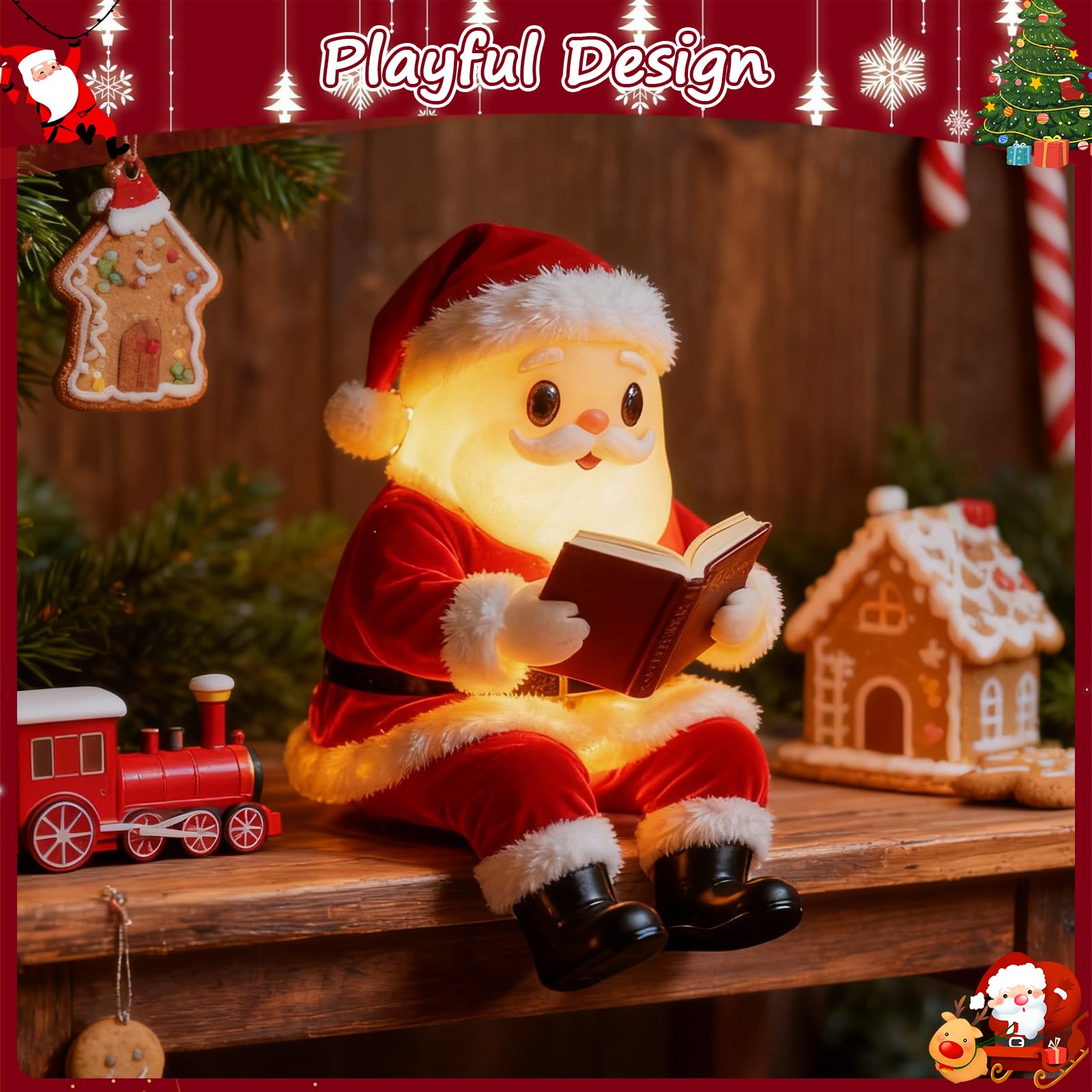 Santa Claus Reading Book Lamp Decorative
