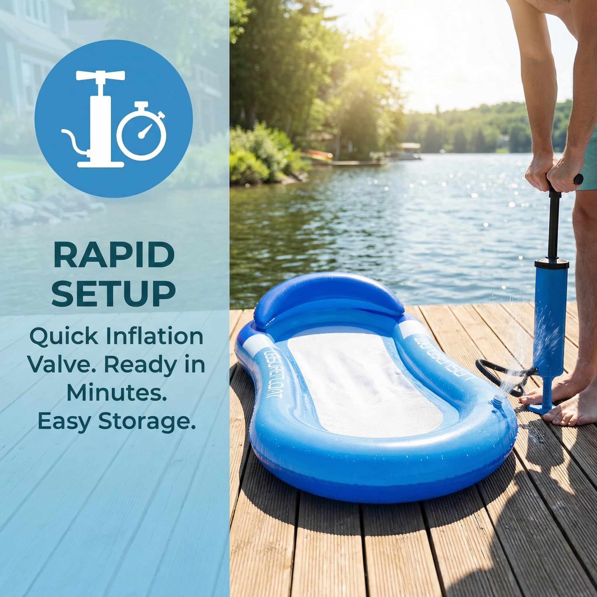 Inflatable Pool Float Adult With Headrest