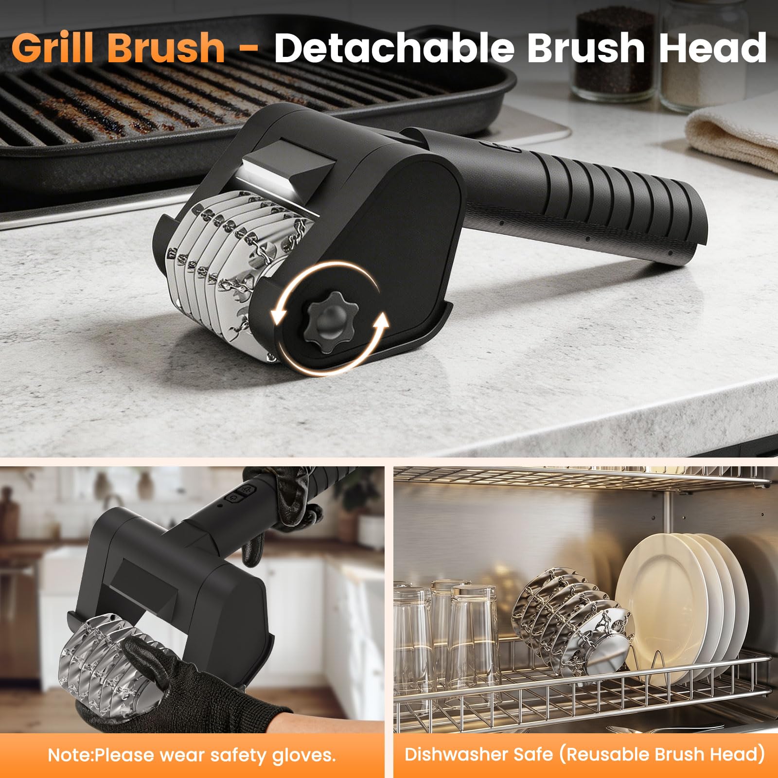 🔥 Bristle-Free Electric Grill Cleaning Brush