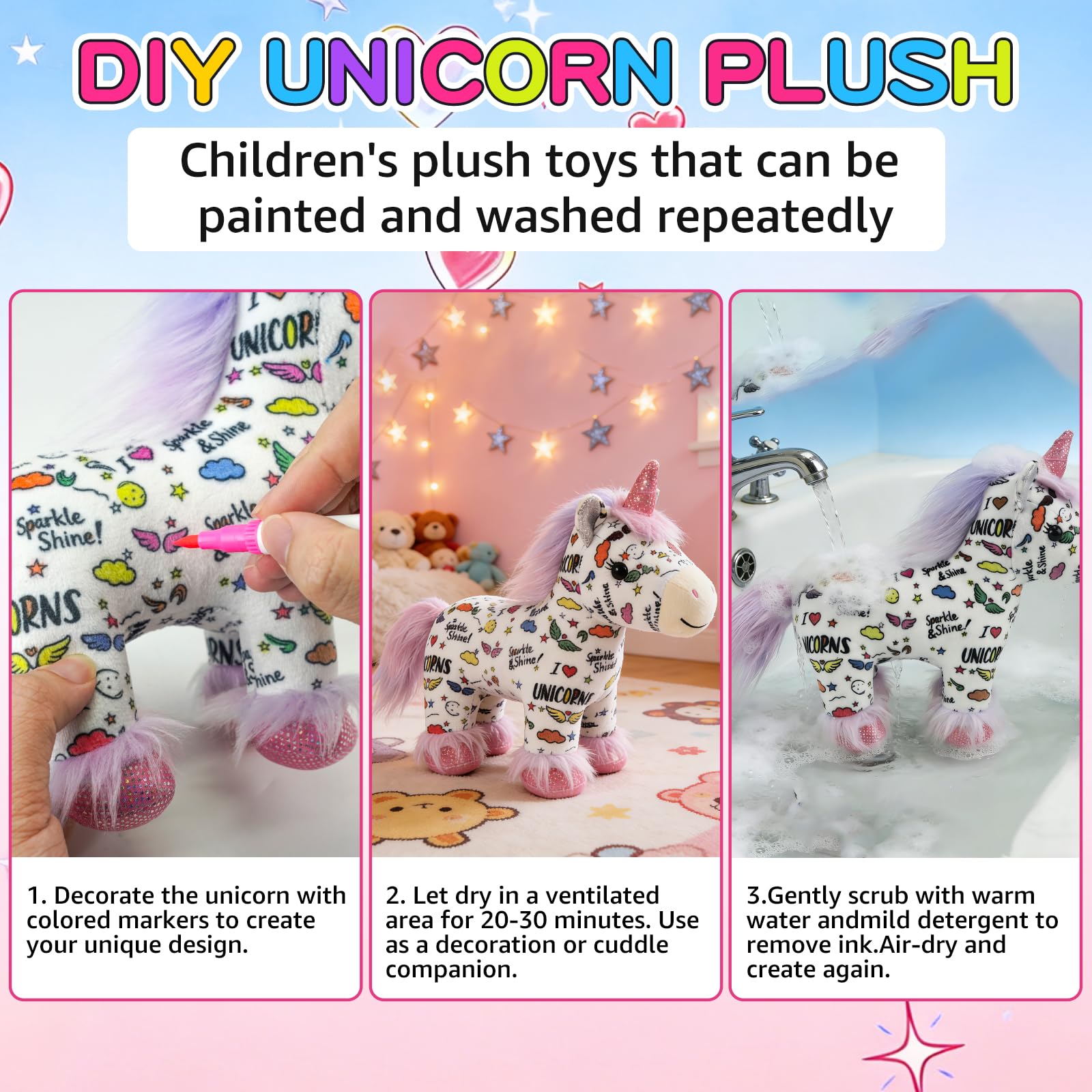 DIY Color-In Unicorn Plush Toy Kit