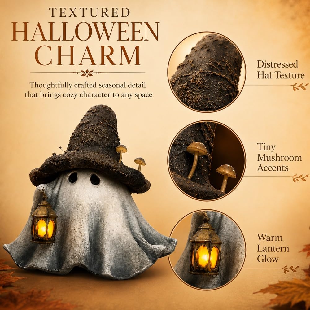 Witch Hat Mushroom Ghost Lantern Halloween Bookshelf Ornament