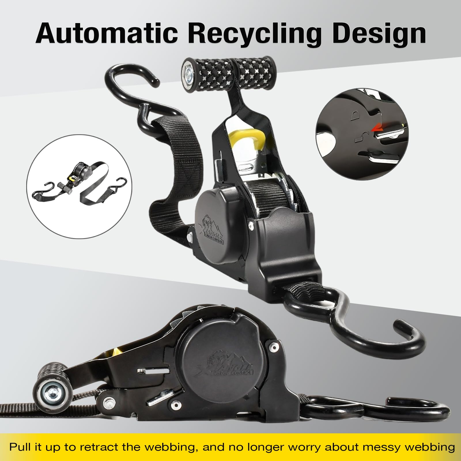 9.8ft. Retractable Ratchet Tie-Down Straps