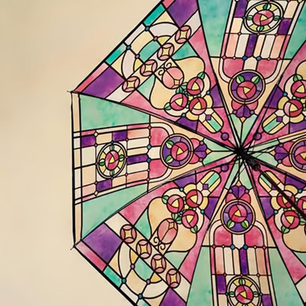 🔥Vintage Stained Glass Automatic Umbrella