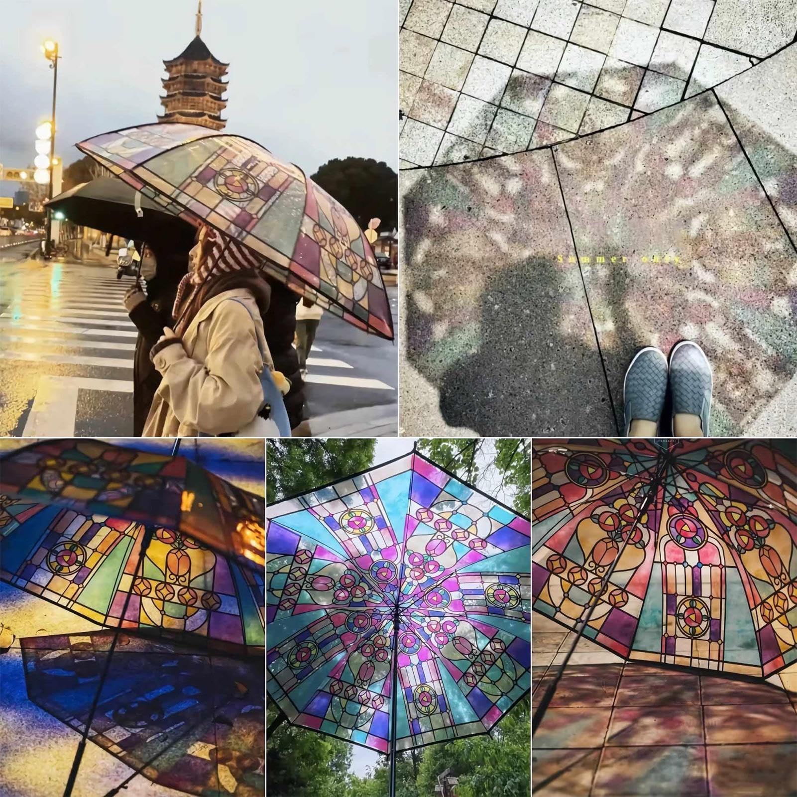 🔥Vintage Stained Glass Automatic Umbrella