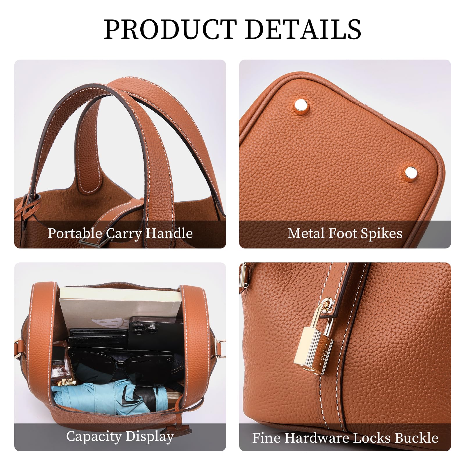 Designer Leather Bucket Bags for Women: Trendy Genuine Leather Tote Purses