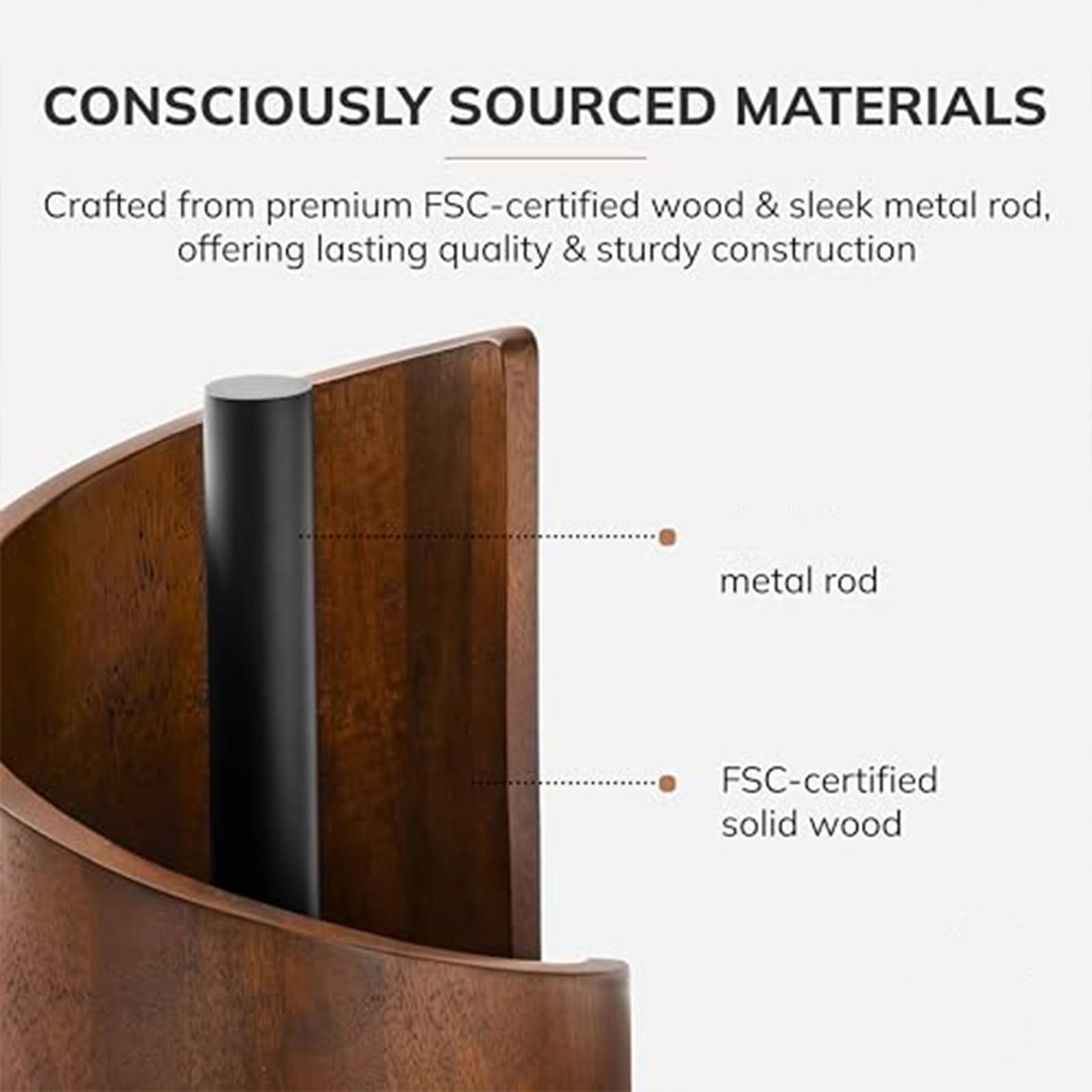 Mountain Paper Towel Holder Countertop with Mango Wood Round Base and Iron Holder