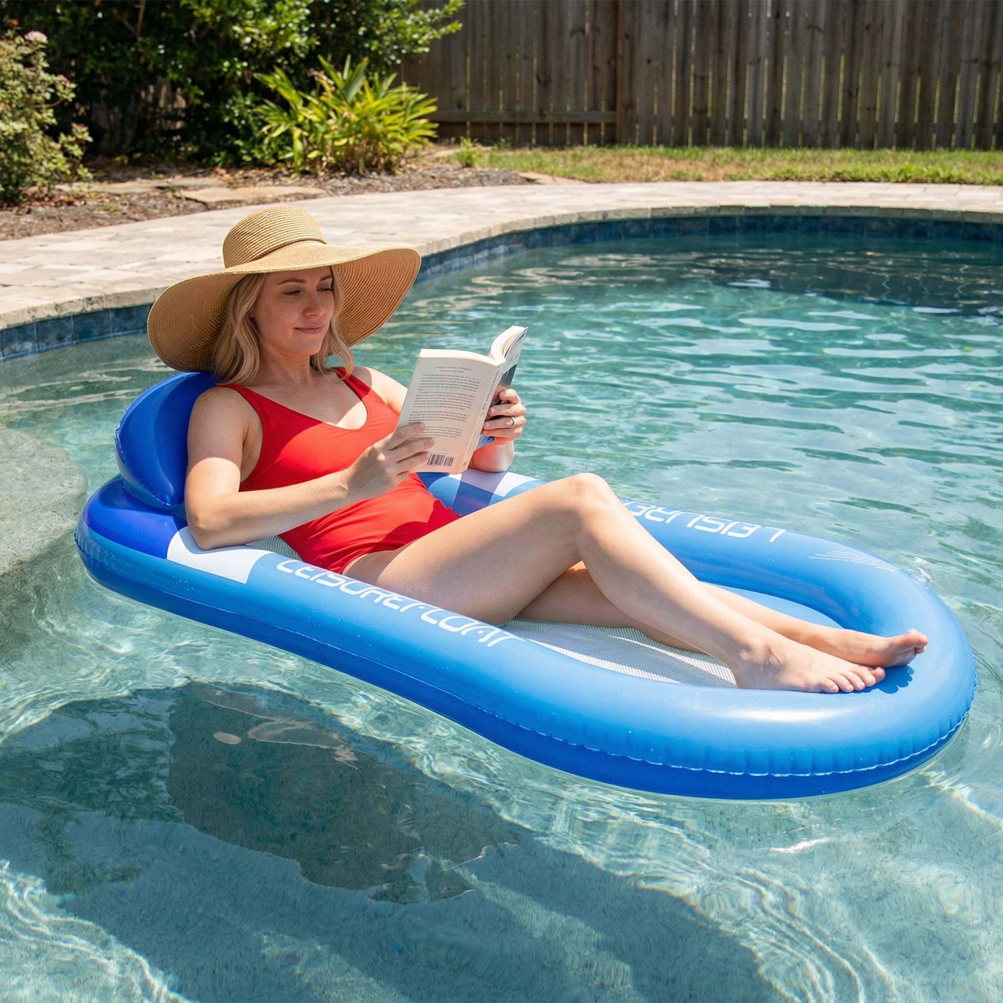 Inflatable Pool Float Adult With Headrest