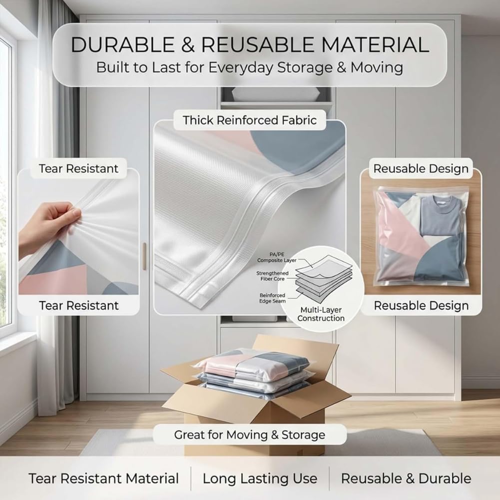 💨No‑pump Vacuum Storage Bags