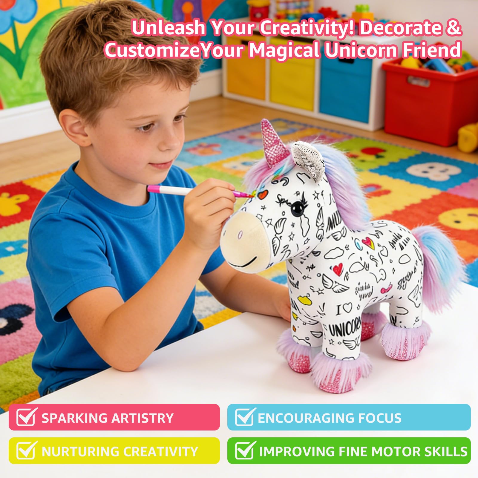 DIY Color-In Unicorn Plush Toy Kit