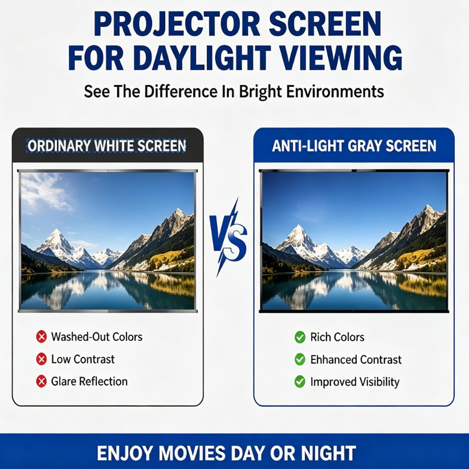 🎬Foldable ALR (Ambient Light Rejecting) projection screen