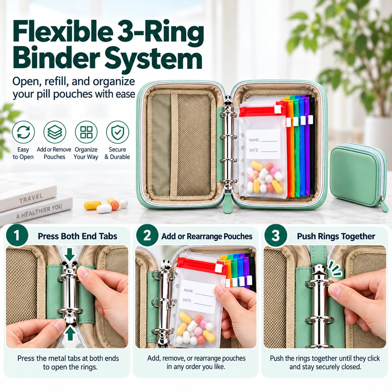 💊2-Week Travel Pill Organizer Binder