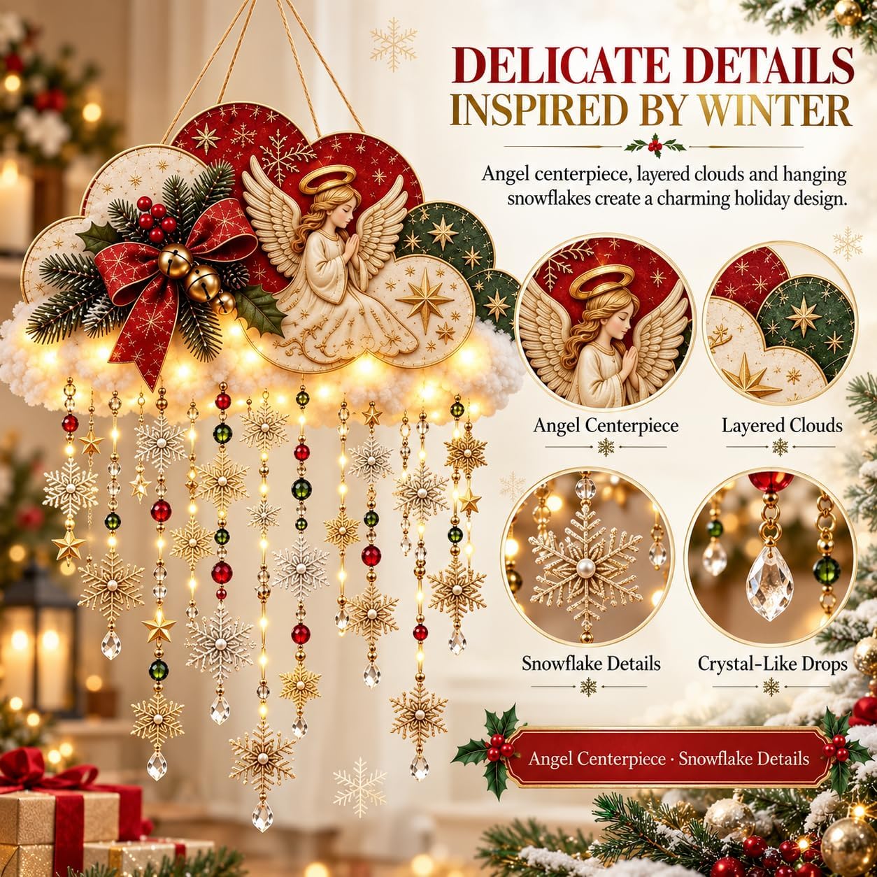 ☁️ Retro Lighted Christmas Snowfall Cloud – Glowing Hanging Holiday Decoration