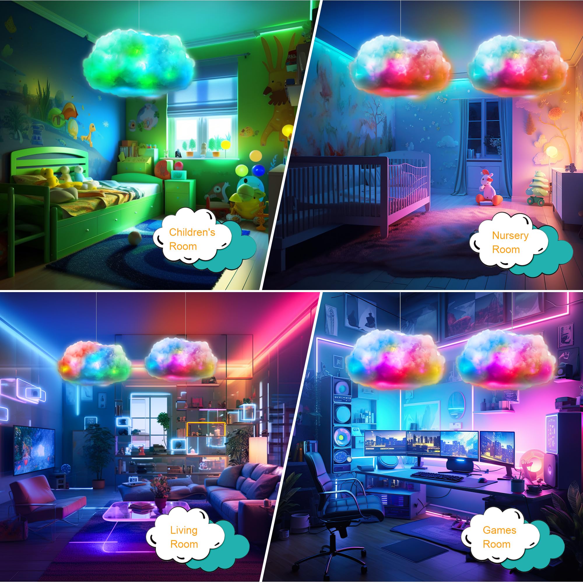 LED 3D Big Cloud lightning Light