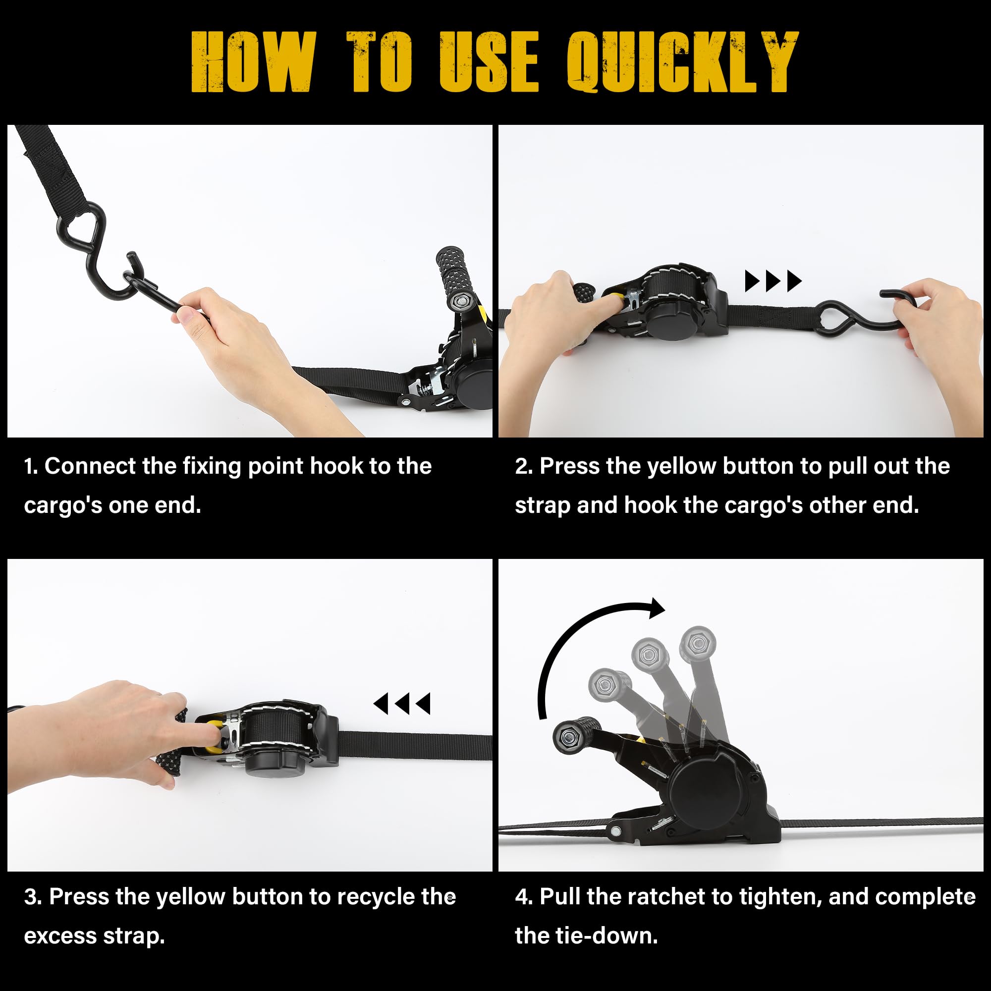 9.8ft. Retractable Ratchet Tie-Down Straps