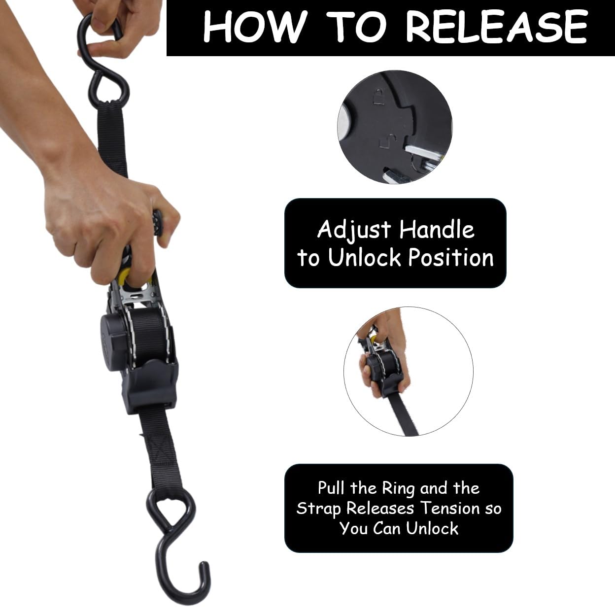 9.8ft. Retractable Ratchet Tie-Down Straps