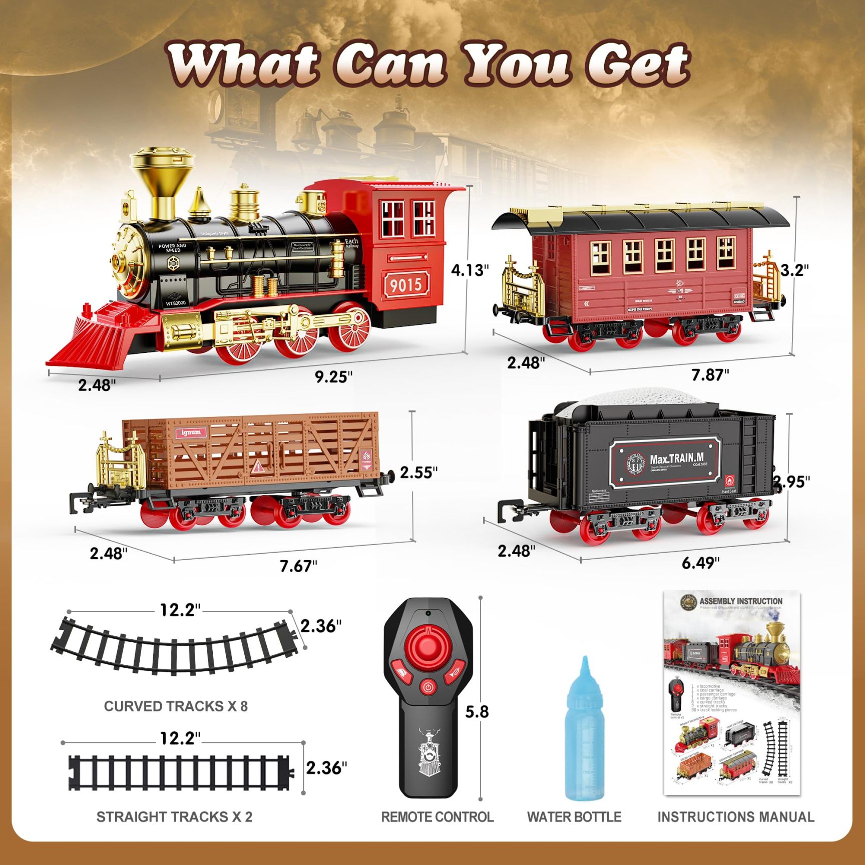 🚂Christmas Remote Control Train Set – Realistic Steam, Lights & Sounds