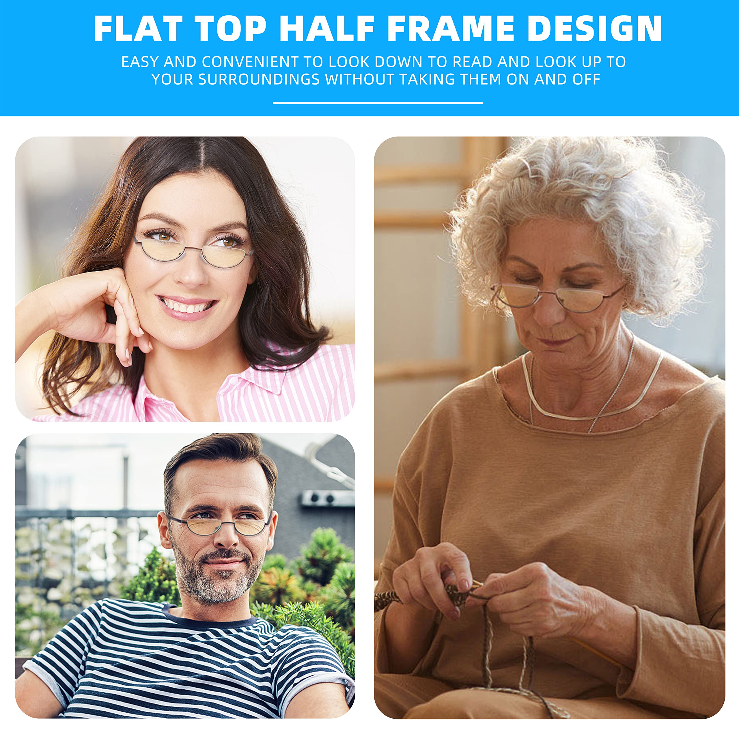Half Lens Reading Glasses Blue Light Blocking