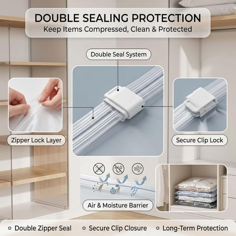 💨No‑pump Vacuum Storage Bags