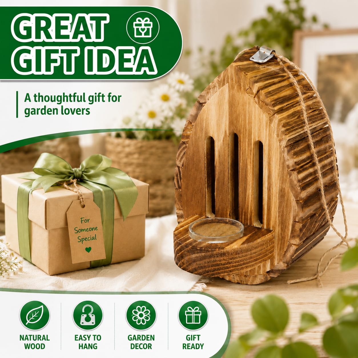 🦋Teardrop Shaped Wooden Butterfly House for Outdoor Garden