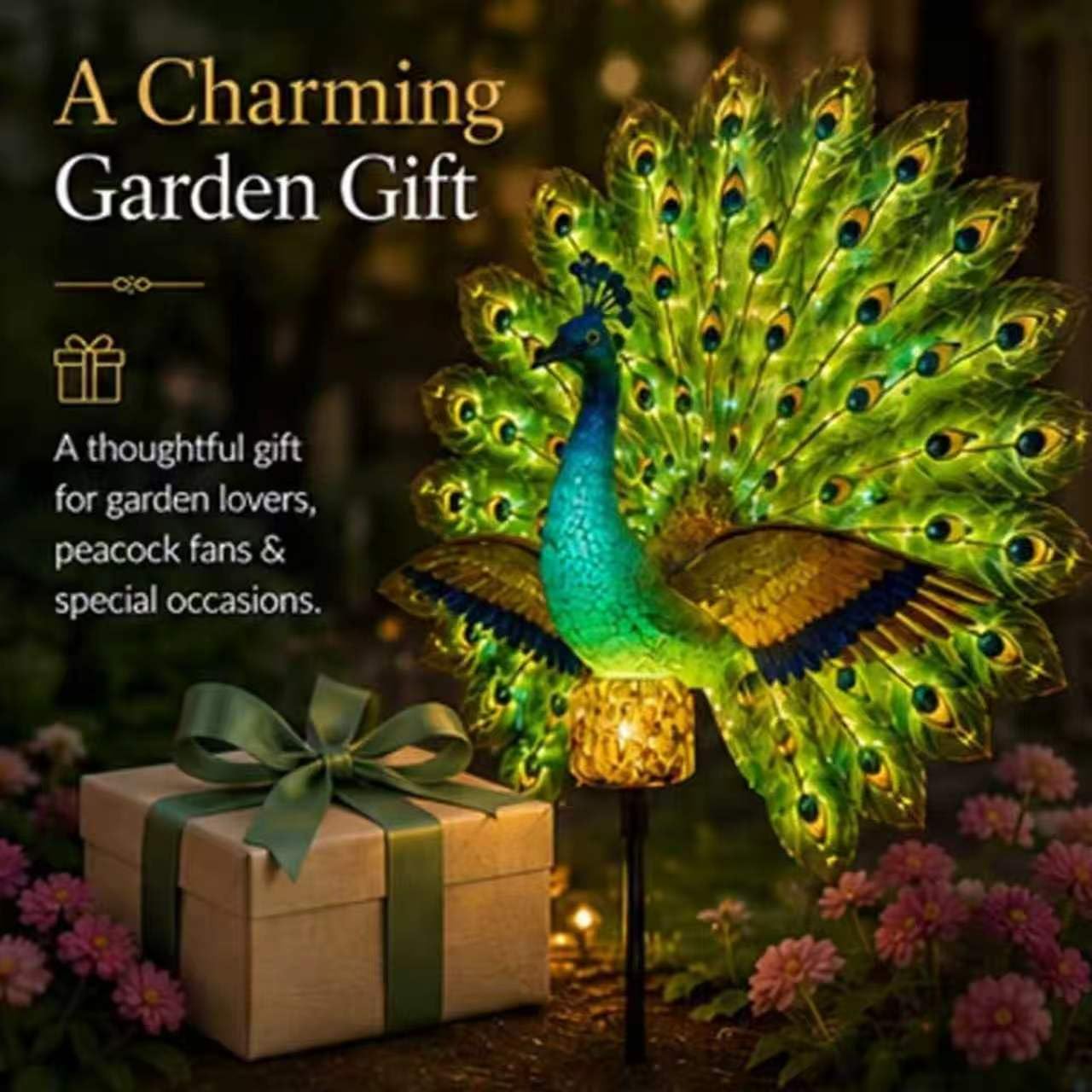 🦚Solar Peacock Garden Sculpture