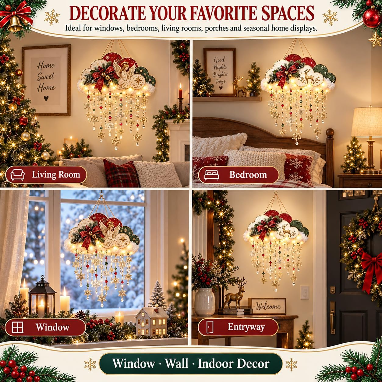 ☁️ Retro Lighted Christmas Snowfall Cloud – Glowing Hanging Holiday Decoration