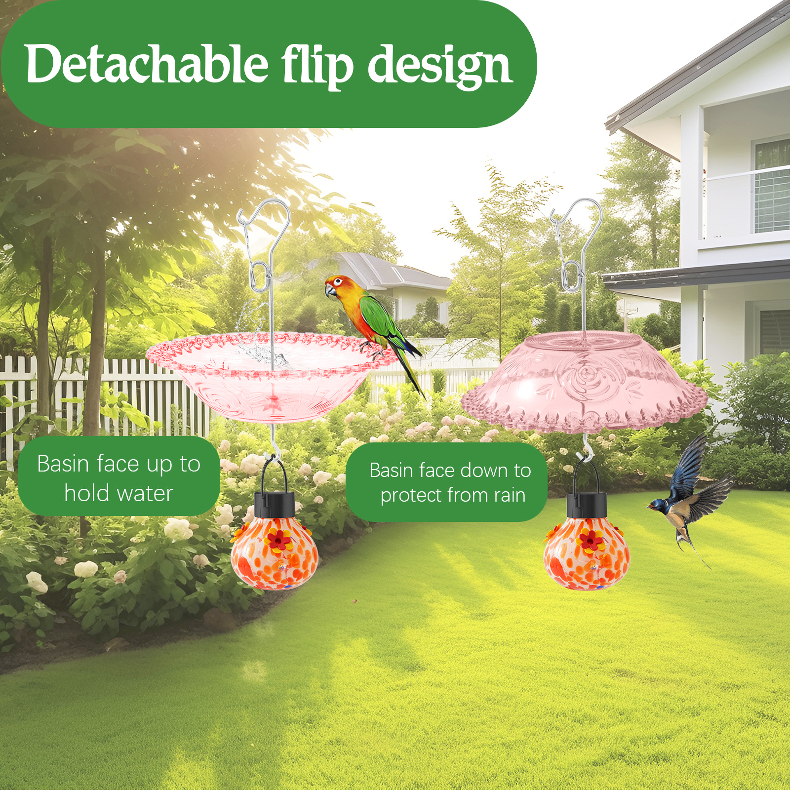 🌞💐 Solar Hummingbird Feeder – Sip, Shelter & Shine with Every Sunset! 🦜✨