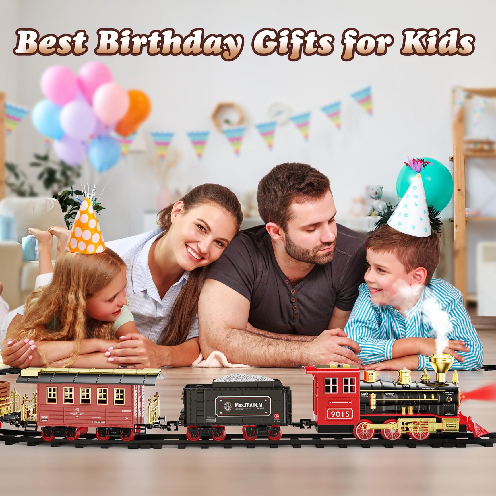 🚂Christmas Remote Control Train Set – Realistic Steam, Lights & Sounds