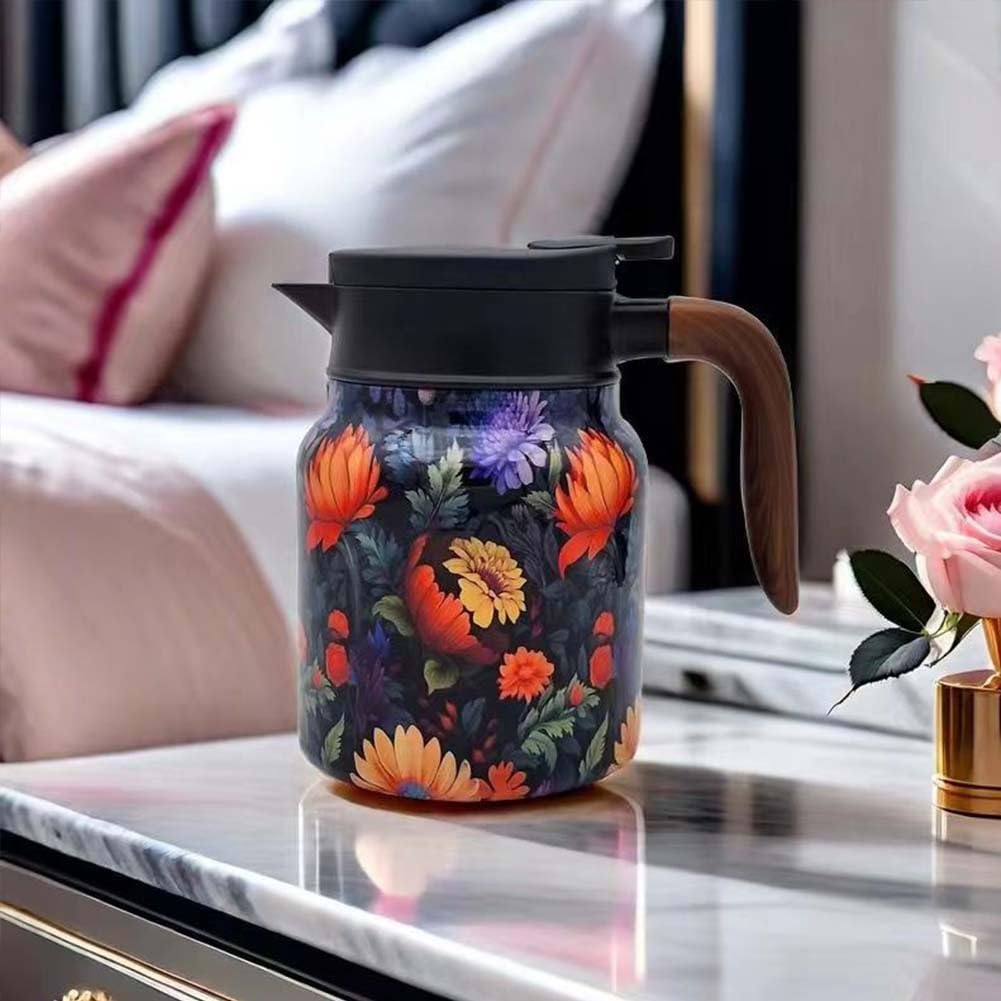 Vintage Floral Pattern Tea Thermos – Built-In Infuser