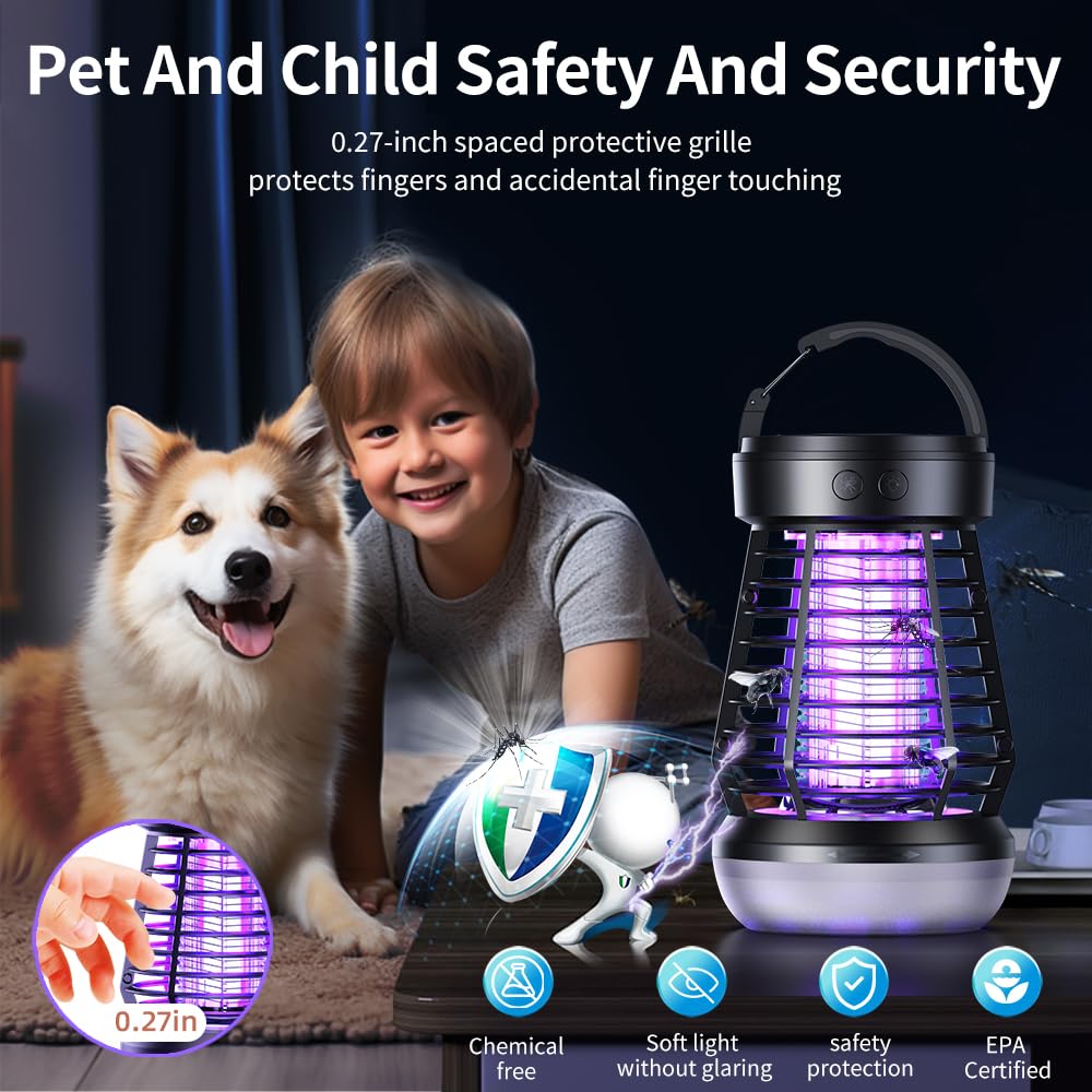 2025 Upgraded Mosquito Zapper 3-in-1 Rechargeable Mosquito Killer & Camping Lamp