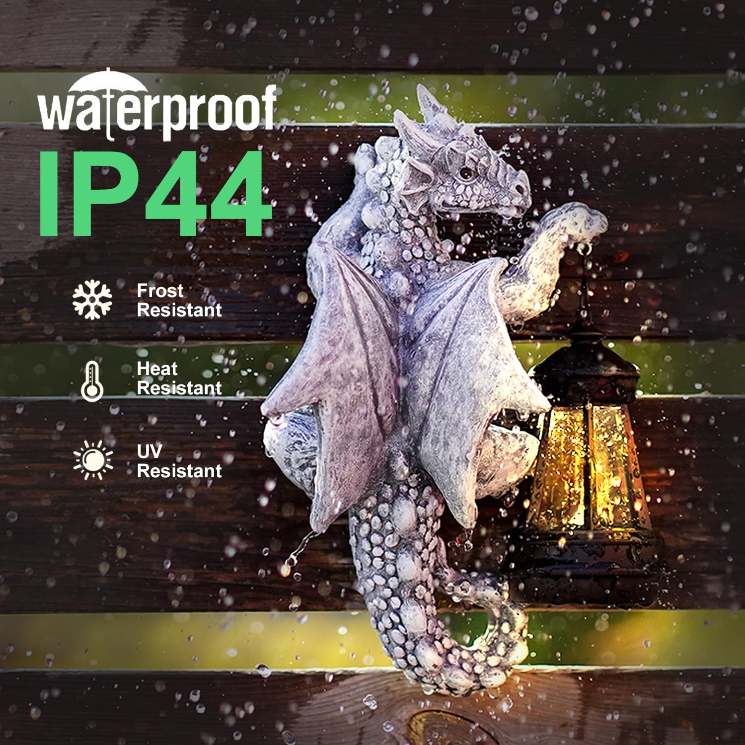 Dragon Tree Hugger Solar Lantern Garden Statue