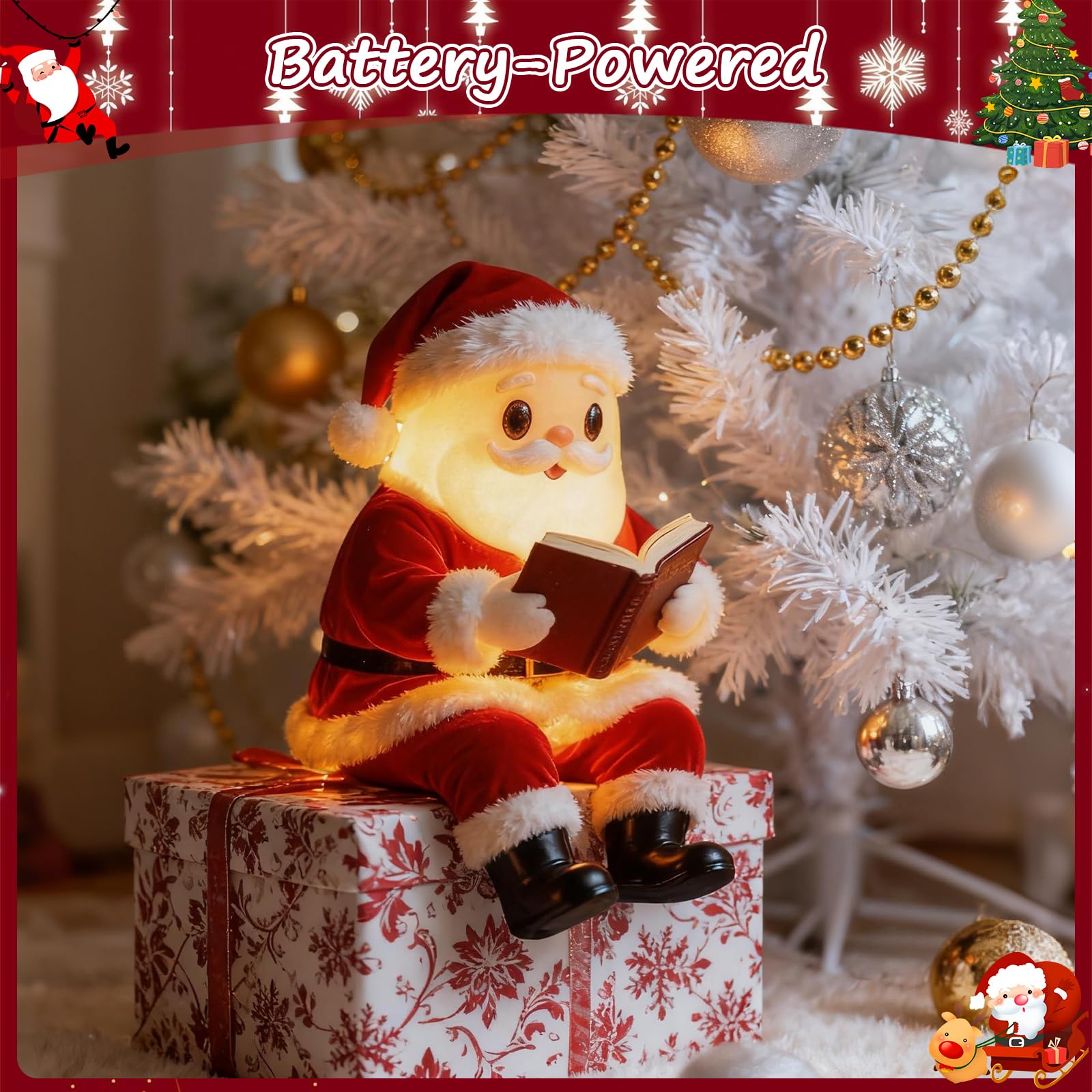 Santa Claus Reading Book Lamp Decorative
