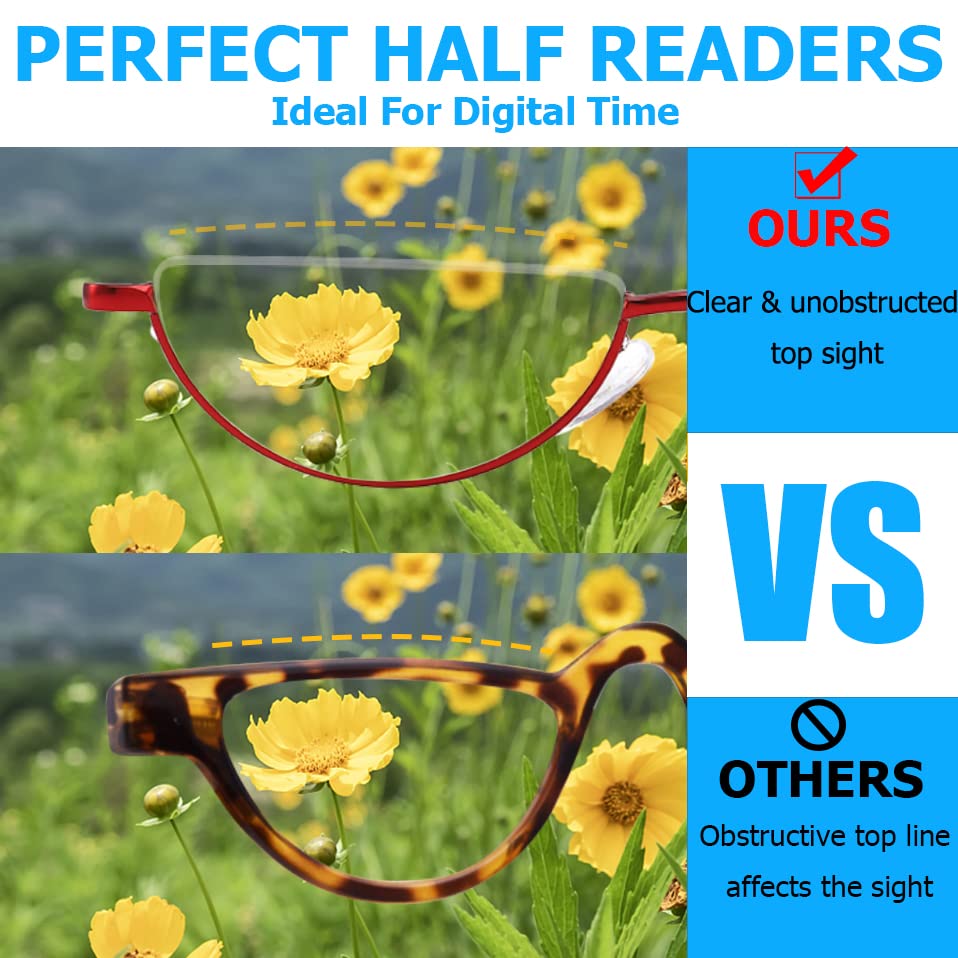 Half Lens Reading Glasses Blue Light Blocking