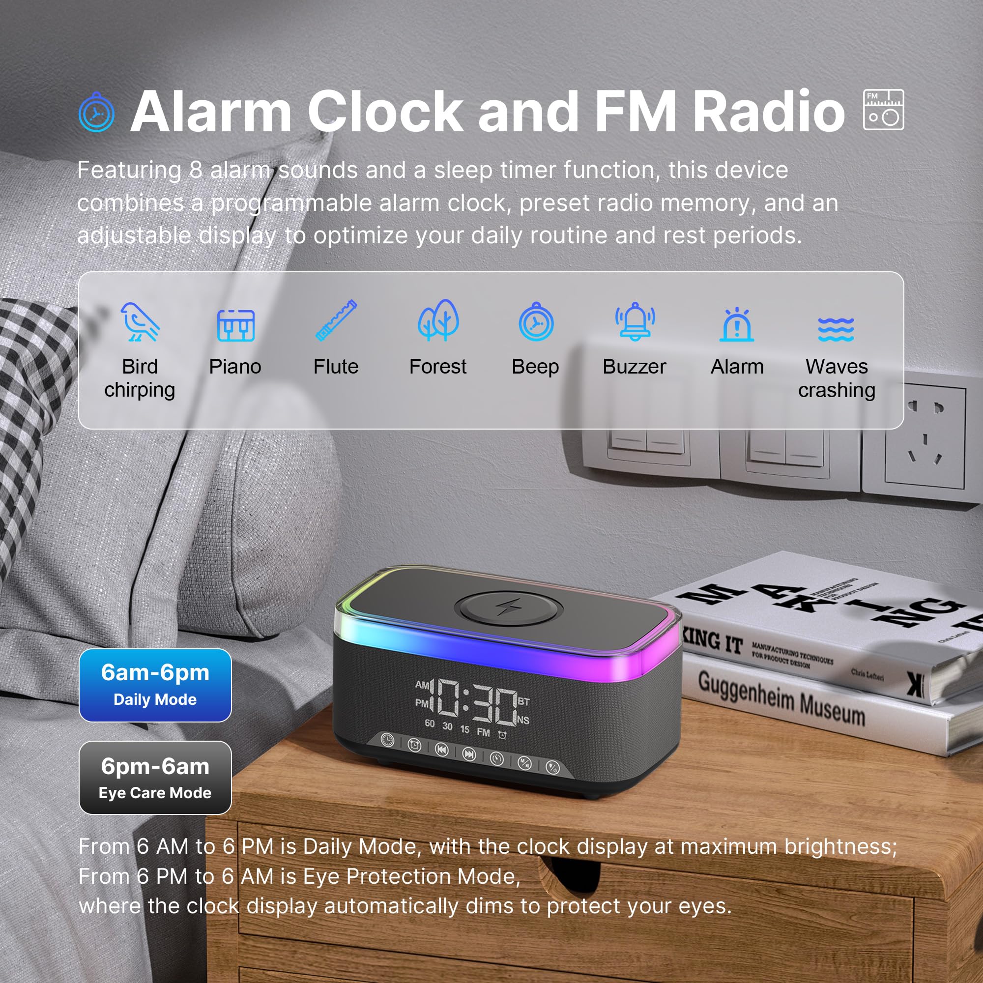 Multifunctional Portable Bluetooth Speaker with 15W Fast Wireless Charging