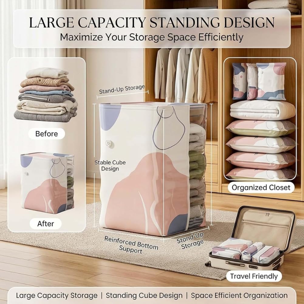 💨No‑pump Vacuum Storage Bags