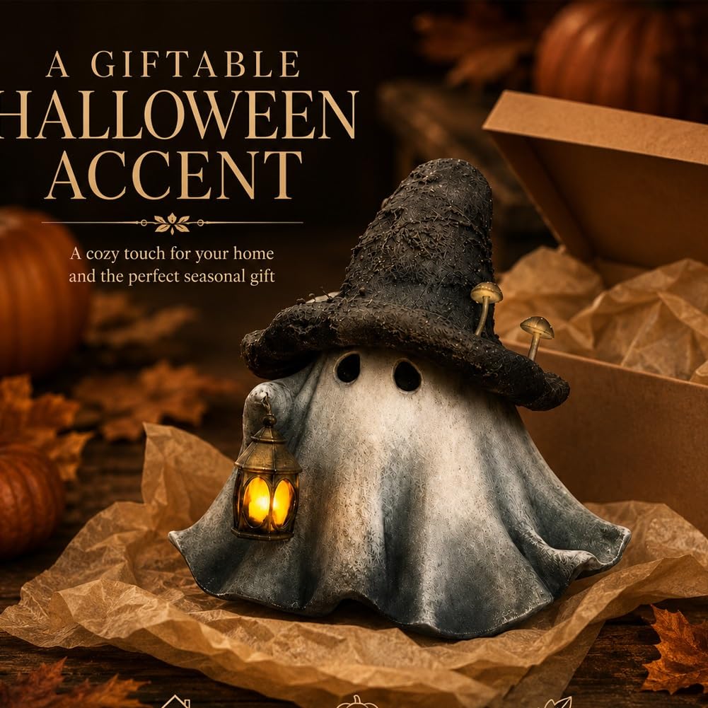 Witch Hat Mushroom Ghost Lantern Halloween Bookshelf Ornament