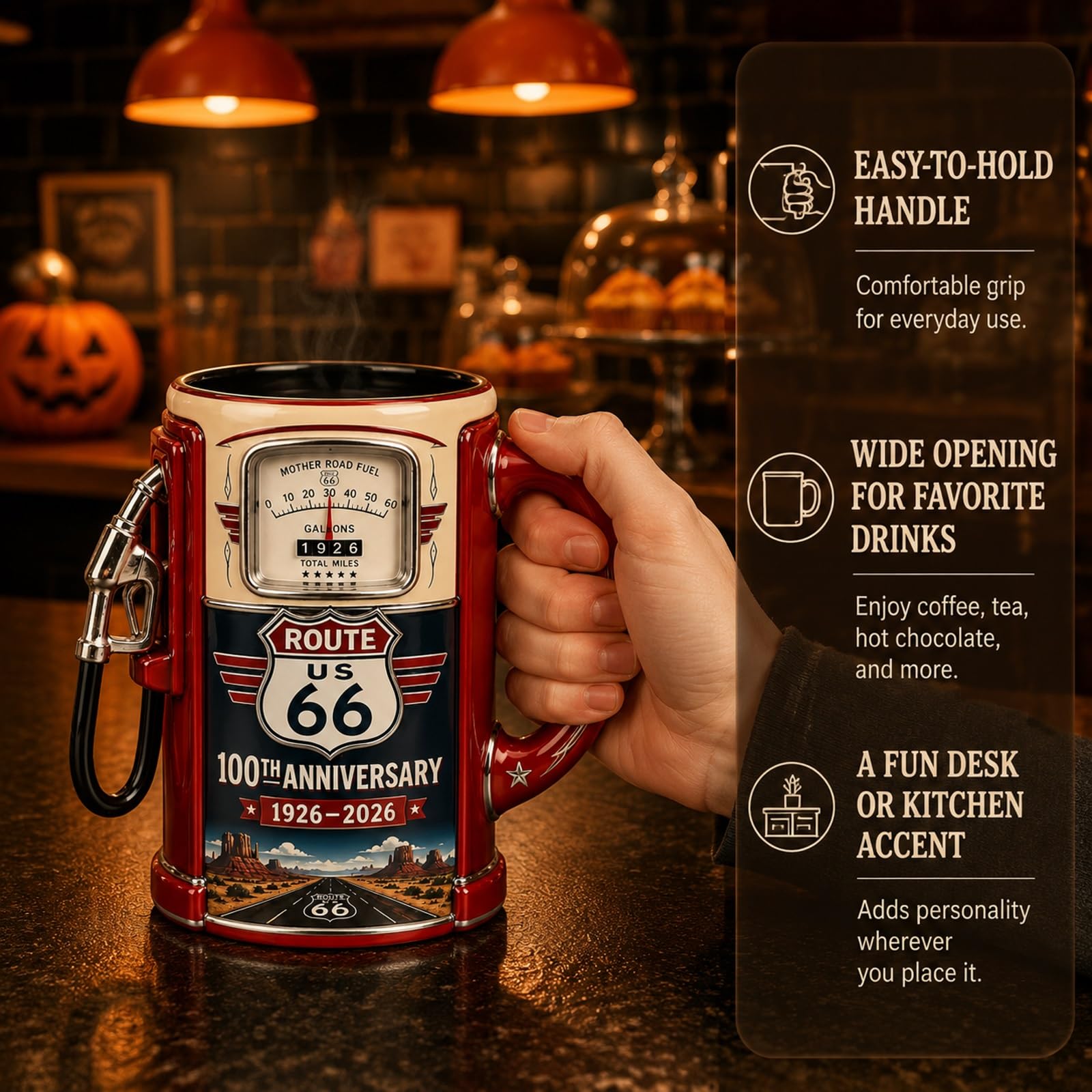 ⛽Route 66 Centennial Fuel Pump Mug – 100th Anniversary Edition (1926–2026）