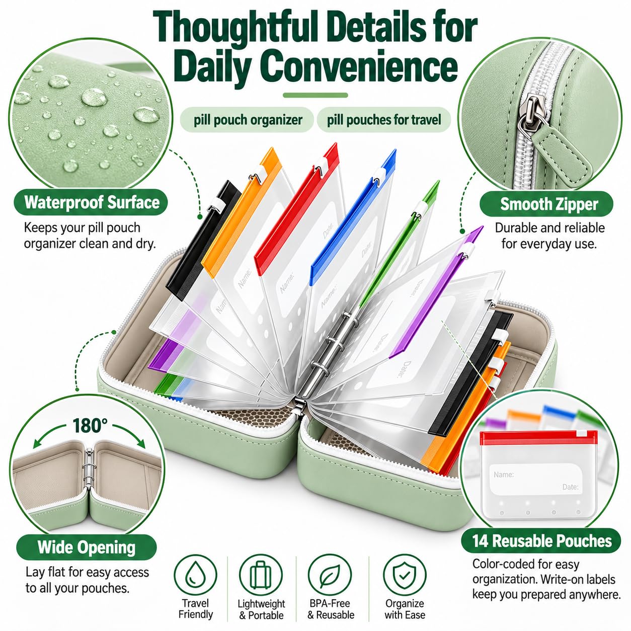 💊2-Week Travel Pill Organizer Binder