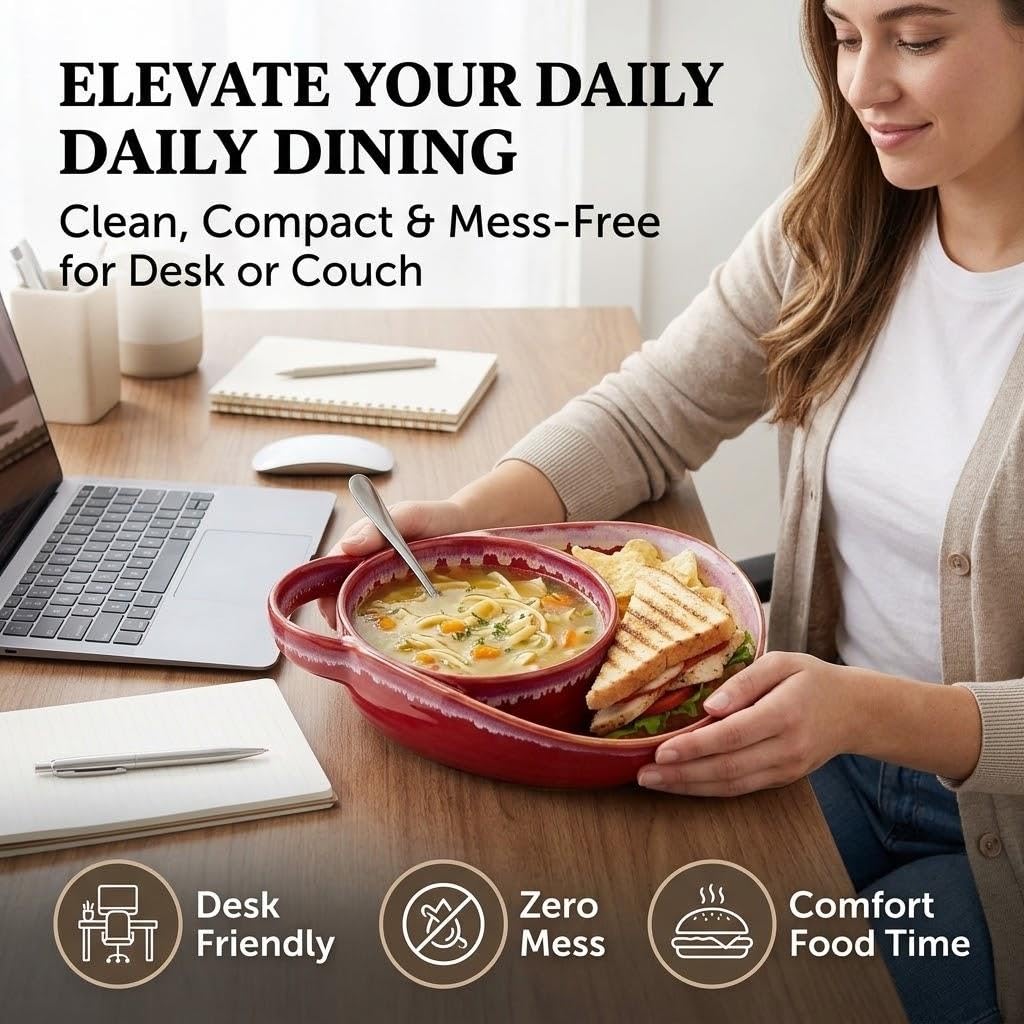 🥣 Cozy Soup & Sandwich Bowl Set – 2-in-1 Serving Dish with Side Holder