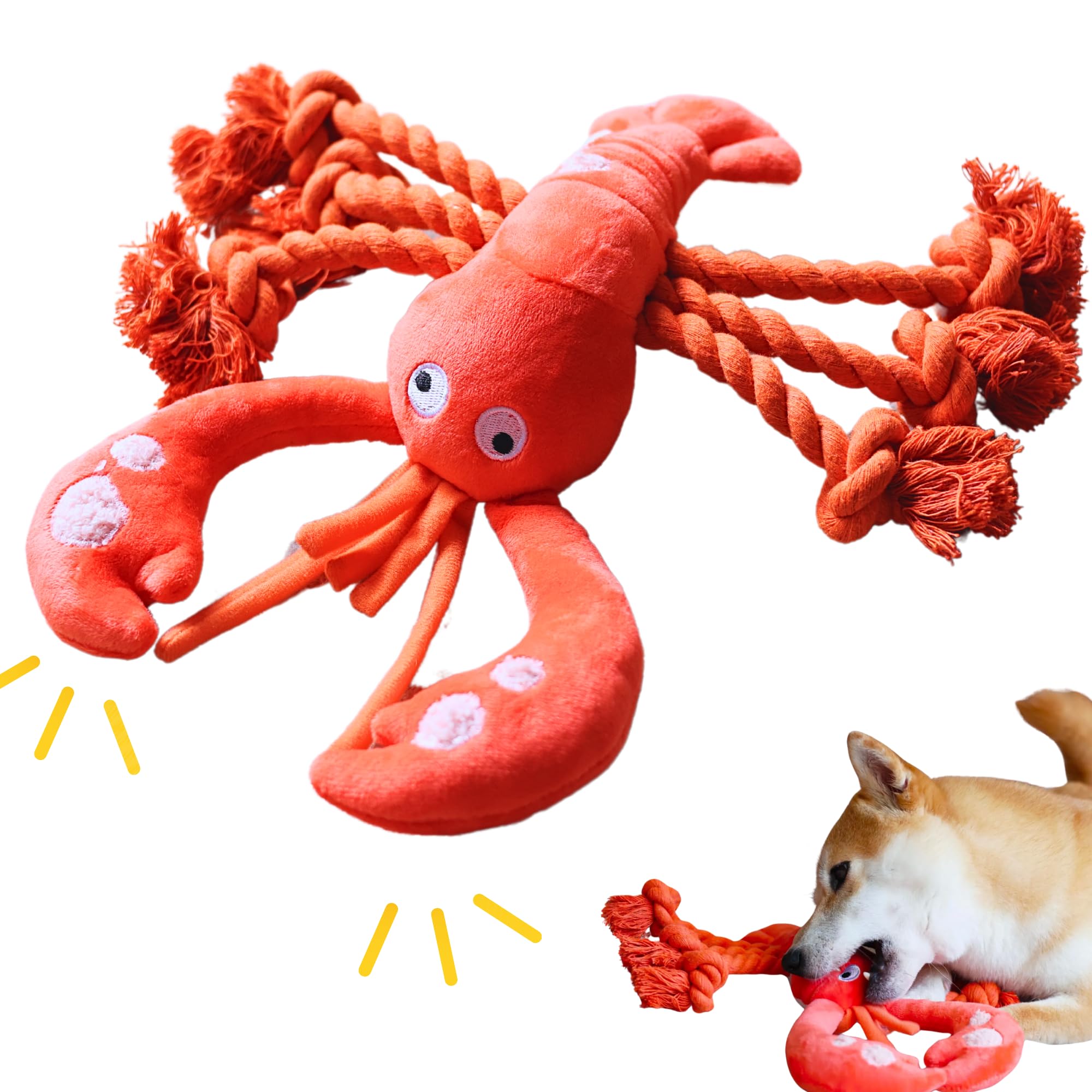 Lobster Dog Toys, Large Squeaky Plush Tug of War Dog Toys for Puppy, Small, Medium, Large Dogs