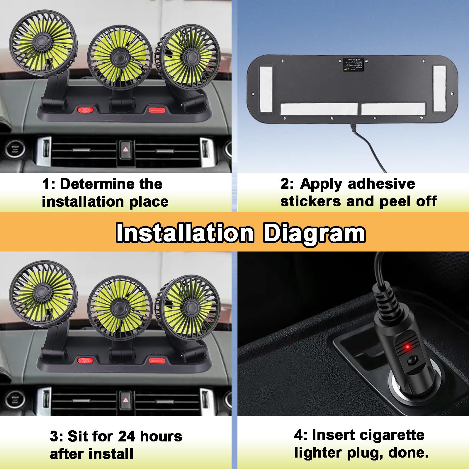 Portable 3-Head Car Cooling Fan