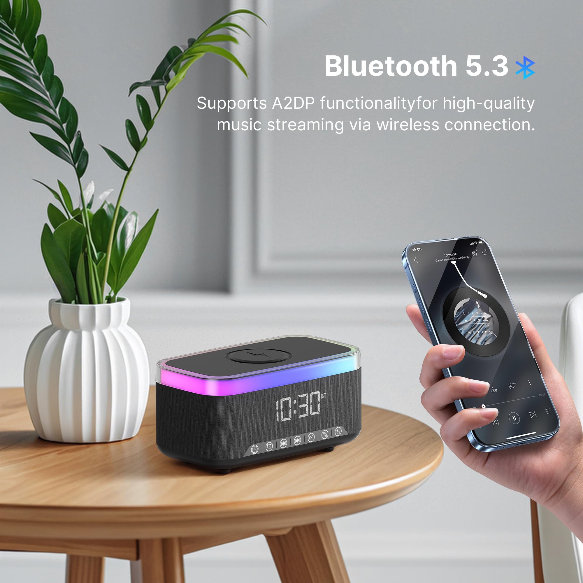 Multifunctional Portable Bluetooth Speaker with 15W Fast Wireless Charging