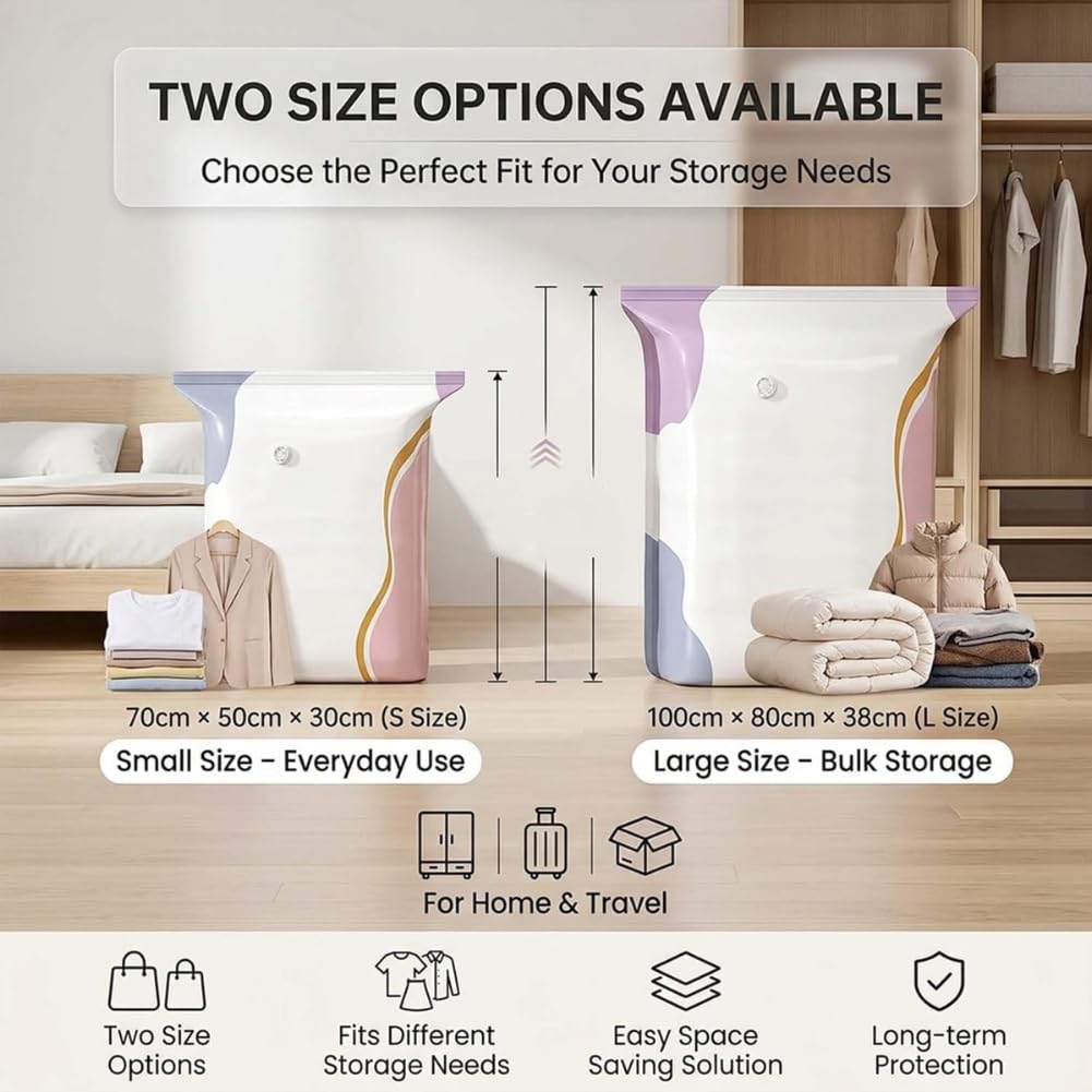 💨No‑pump Vacuum Storage Bags