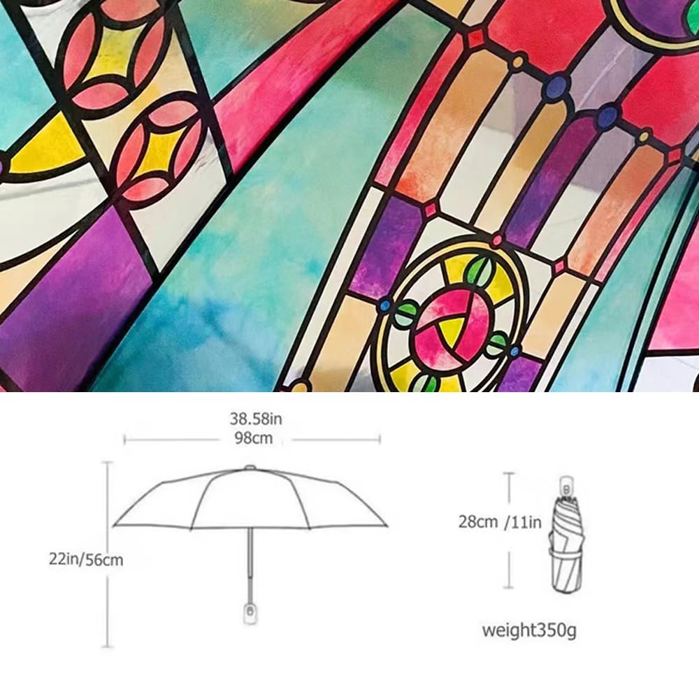 🔥Vintage Stained Glass Automatic Umbrella