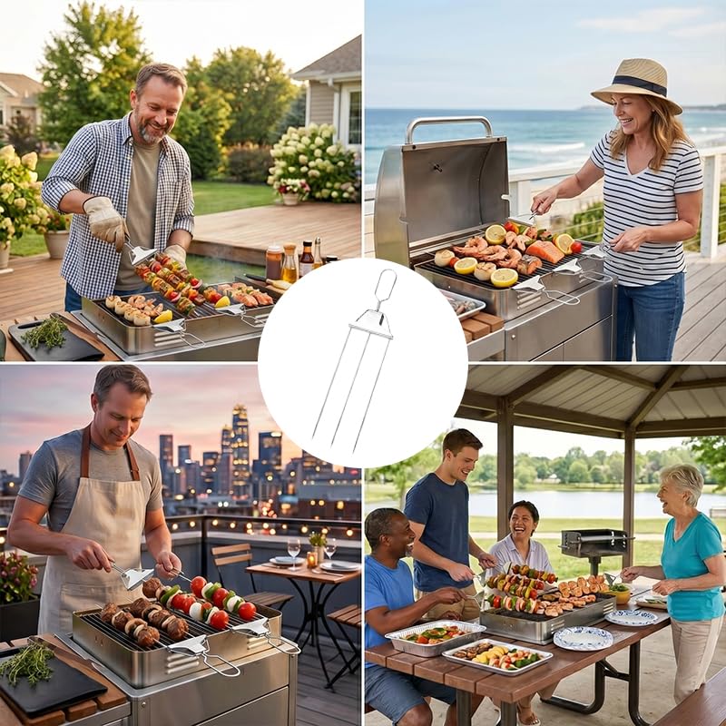 3‑Prong Stainless Steel Skewers for Grilling