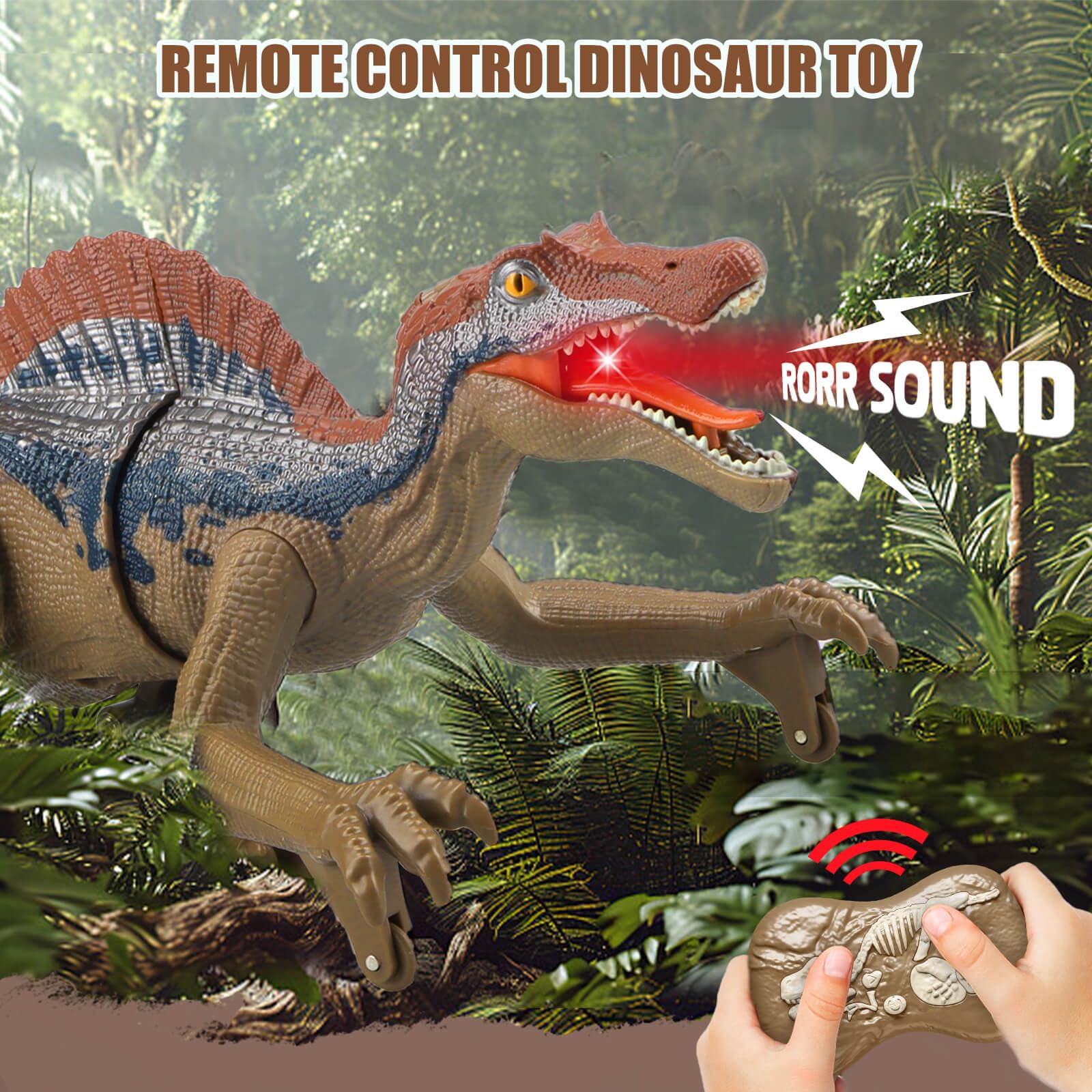 Remote Control Dinosaur Toys, Walking Robot Dinosaur w/ Roaring Sounds