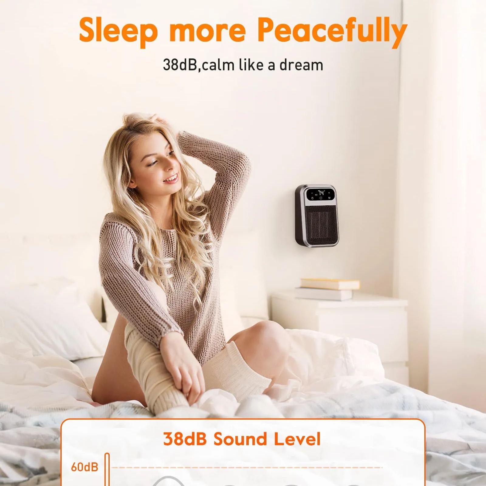 800W Wall Outlet Space Heater with Remote