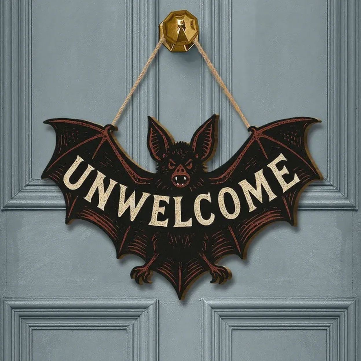 Fun gothic wooden Halloween wall plaque