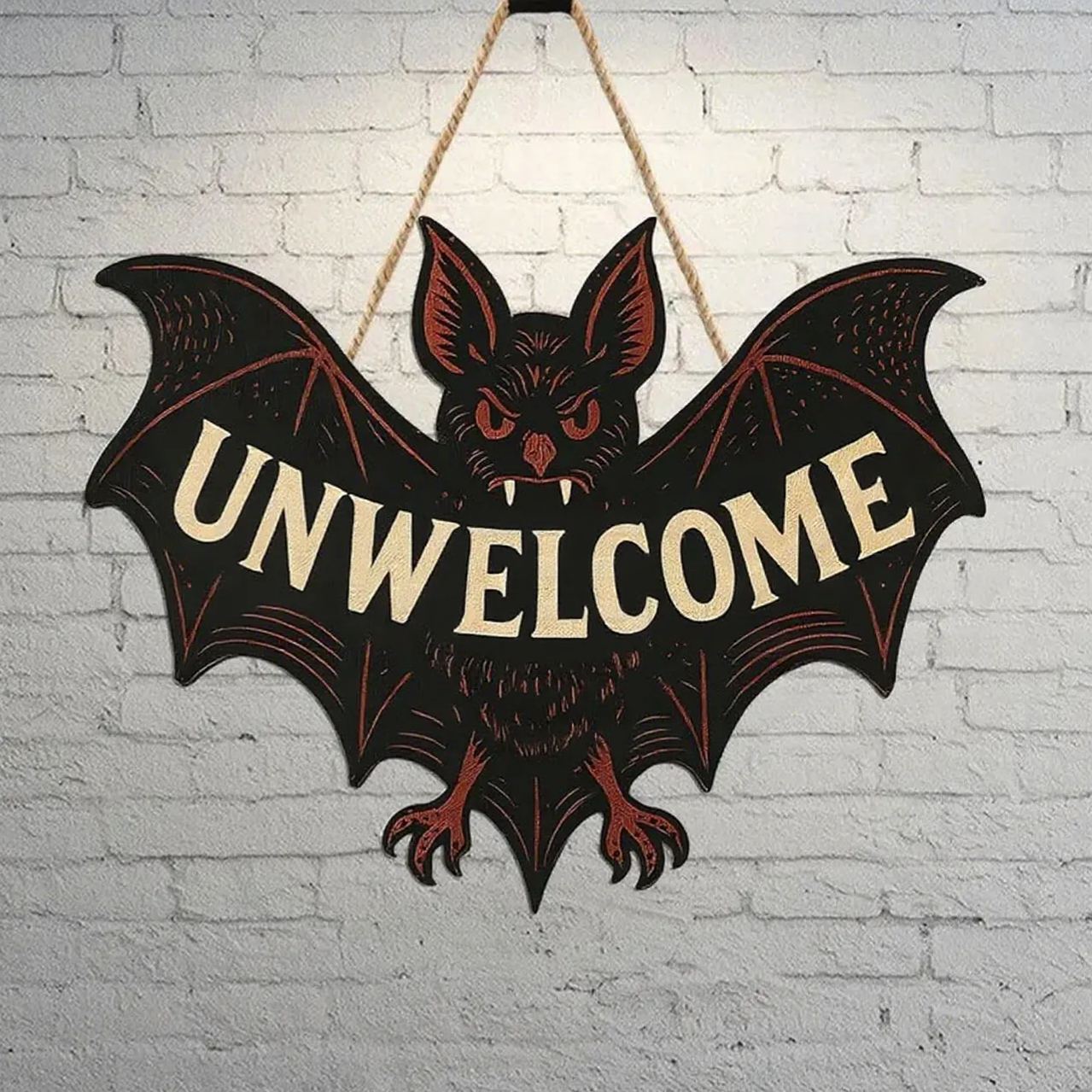 Fun gothic wooden Halloween wall plaque